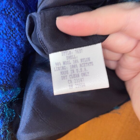 Vintage Talbots Plaid Wool Blend Jacket Womens Size 8 Blue/Black Button Front - Picture 10 of 10